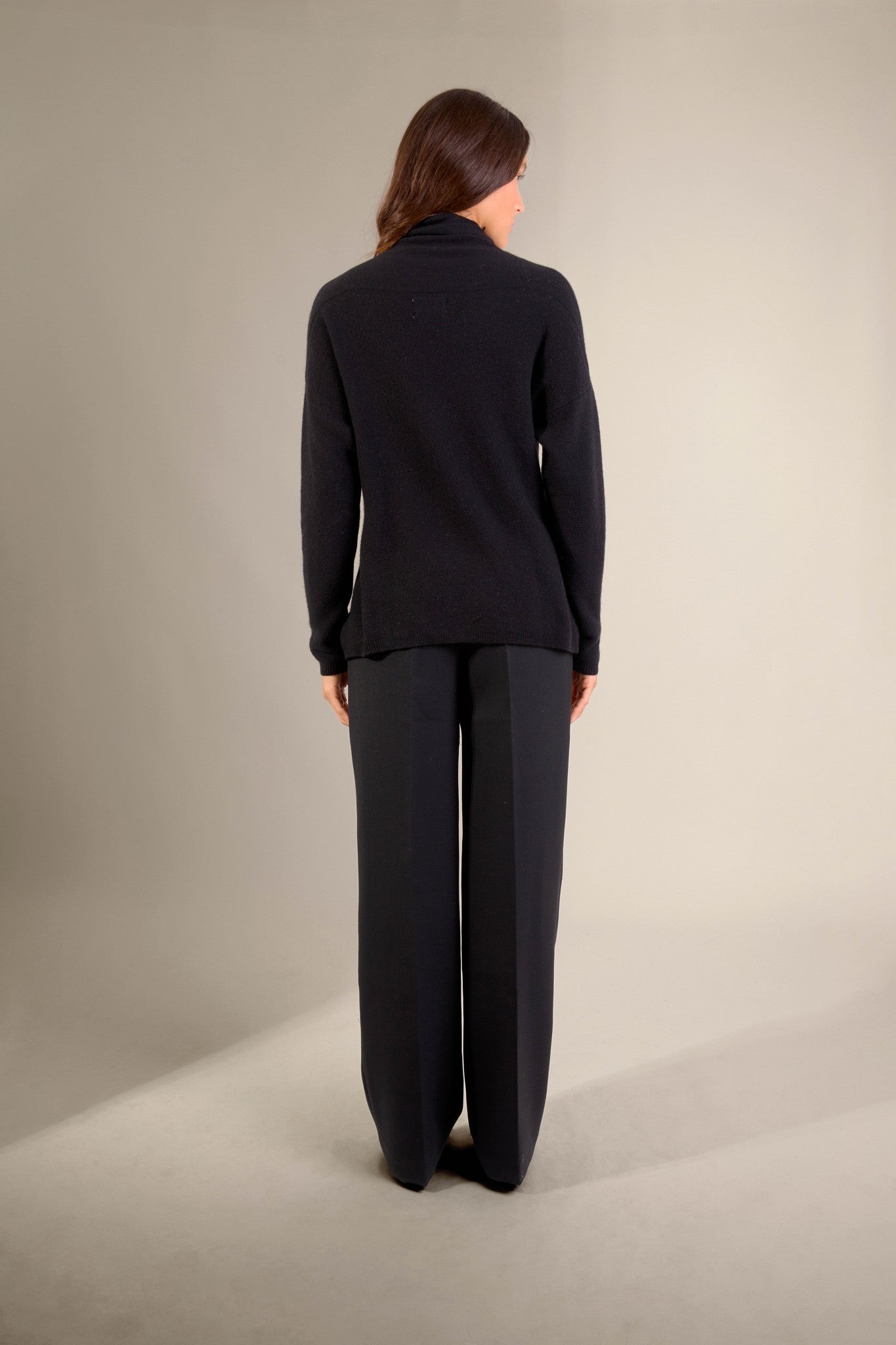 cevaro pull col roulé noir 100% cachemire