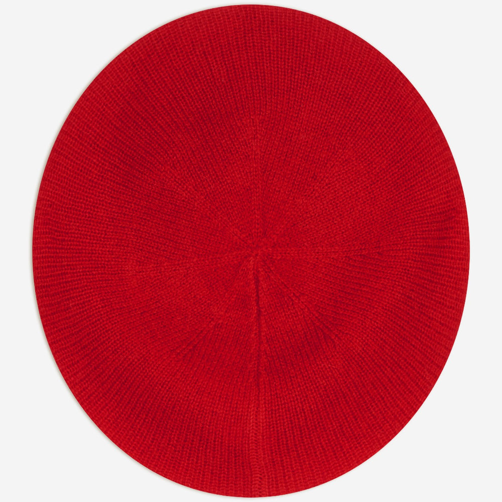 cloe béret 4 fils rouge 100% cachemire
