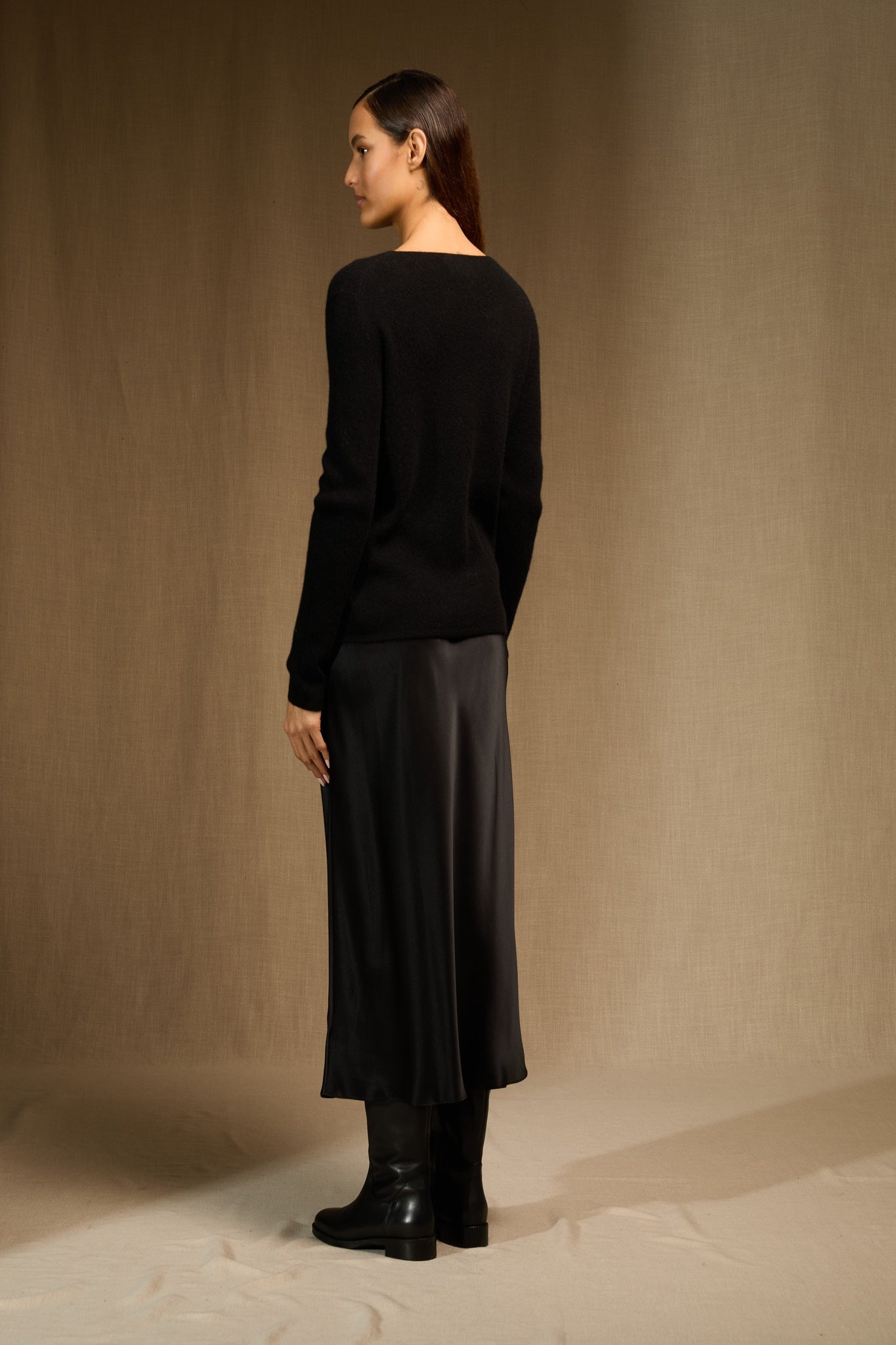 cobie pull col rond noir 100% cachemire