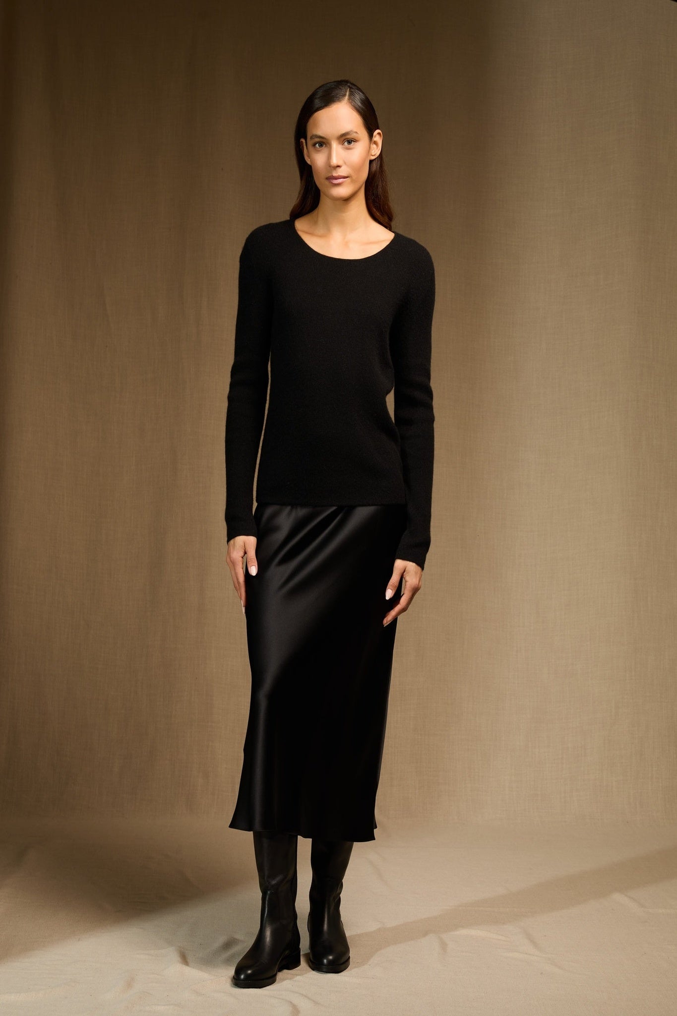 cobie pull col rond noir 100% cachemire