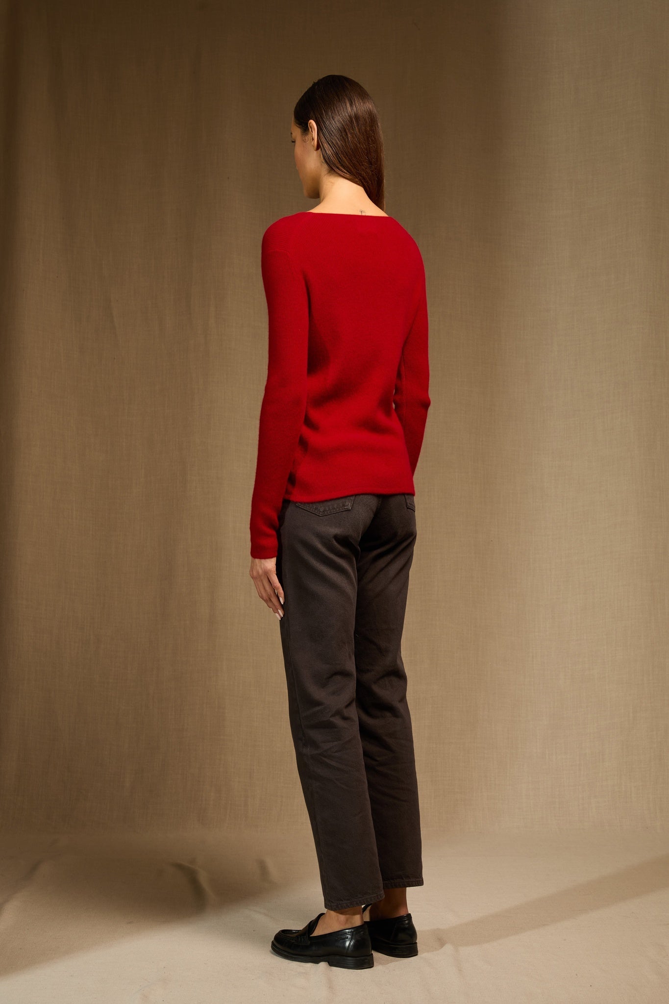 cobie pull col rond rouge 100% cachemire