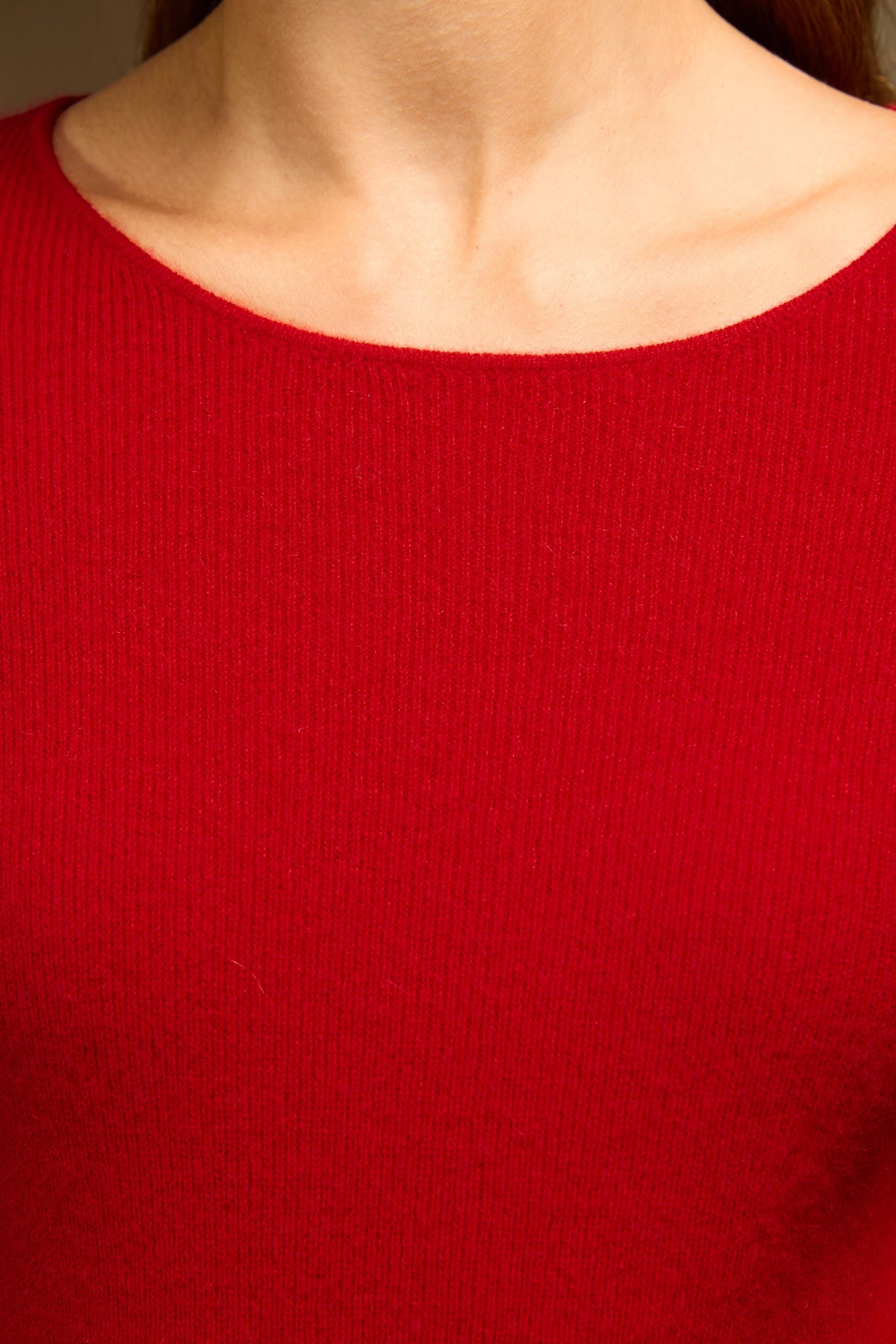 cobie pull col rond rouge 100% cachemire