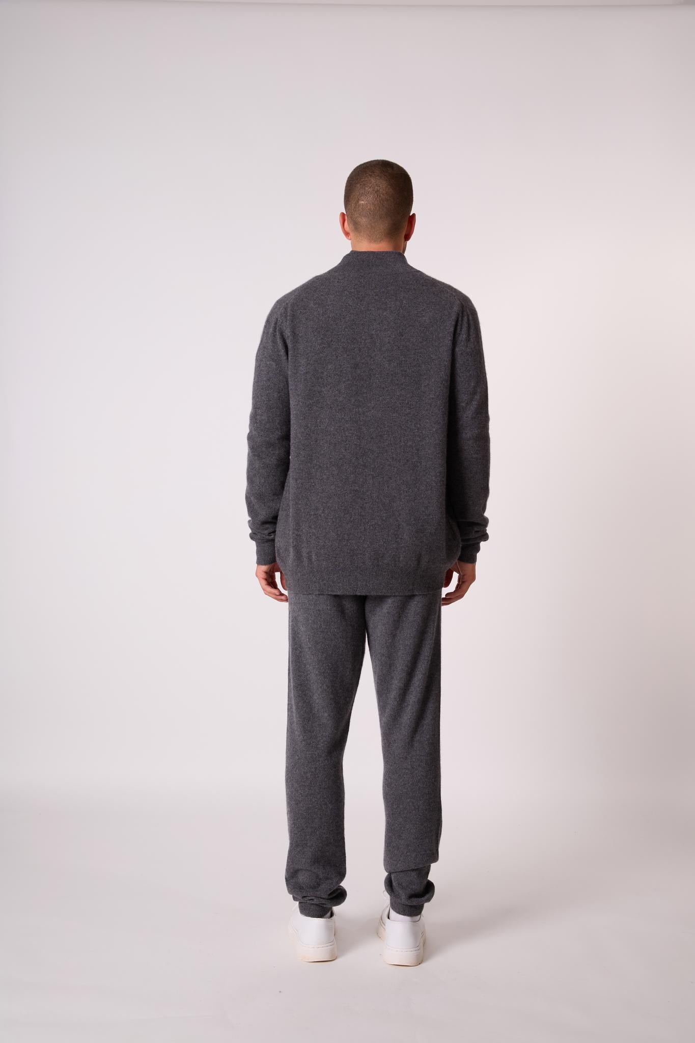 CODY gilet zippé col montant anthracite chiné 100% cachemire