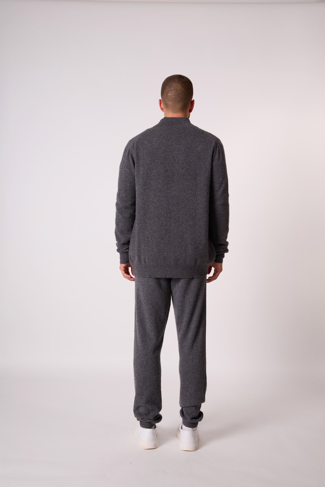 cody gilet zippé col montant anthracite chiné 100% cachemire