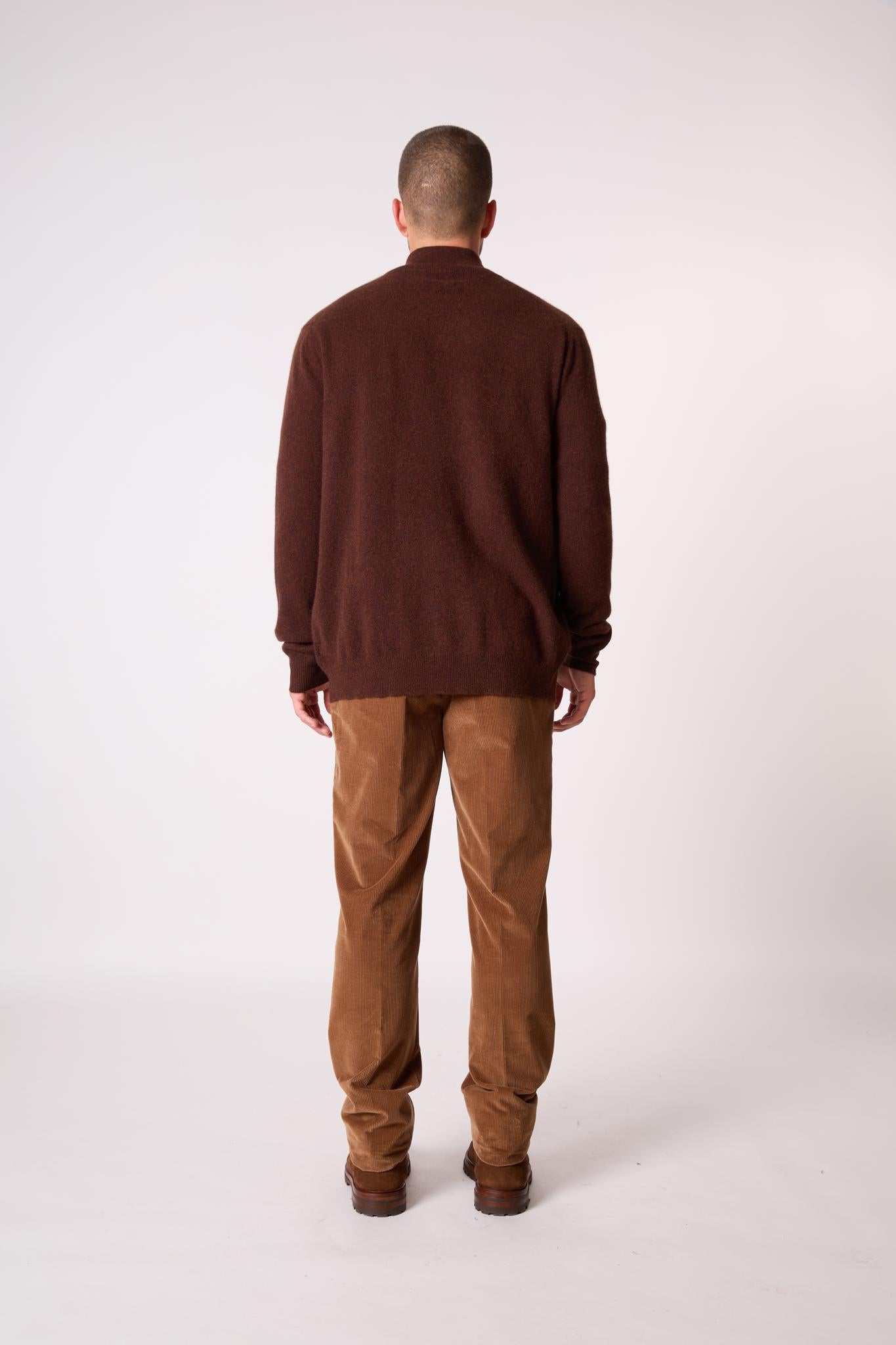 CODY gilet zippé col montant café 100% cachemire