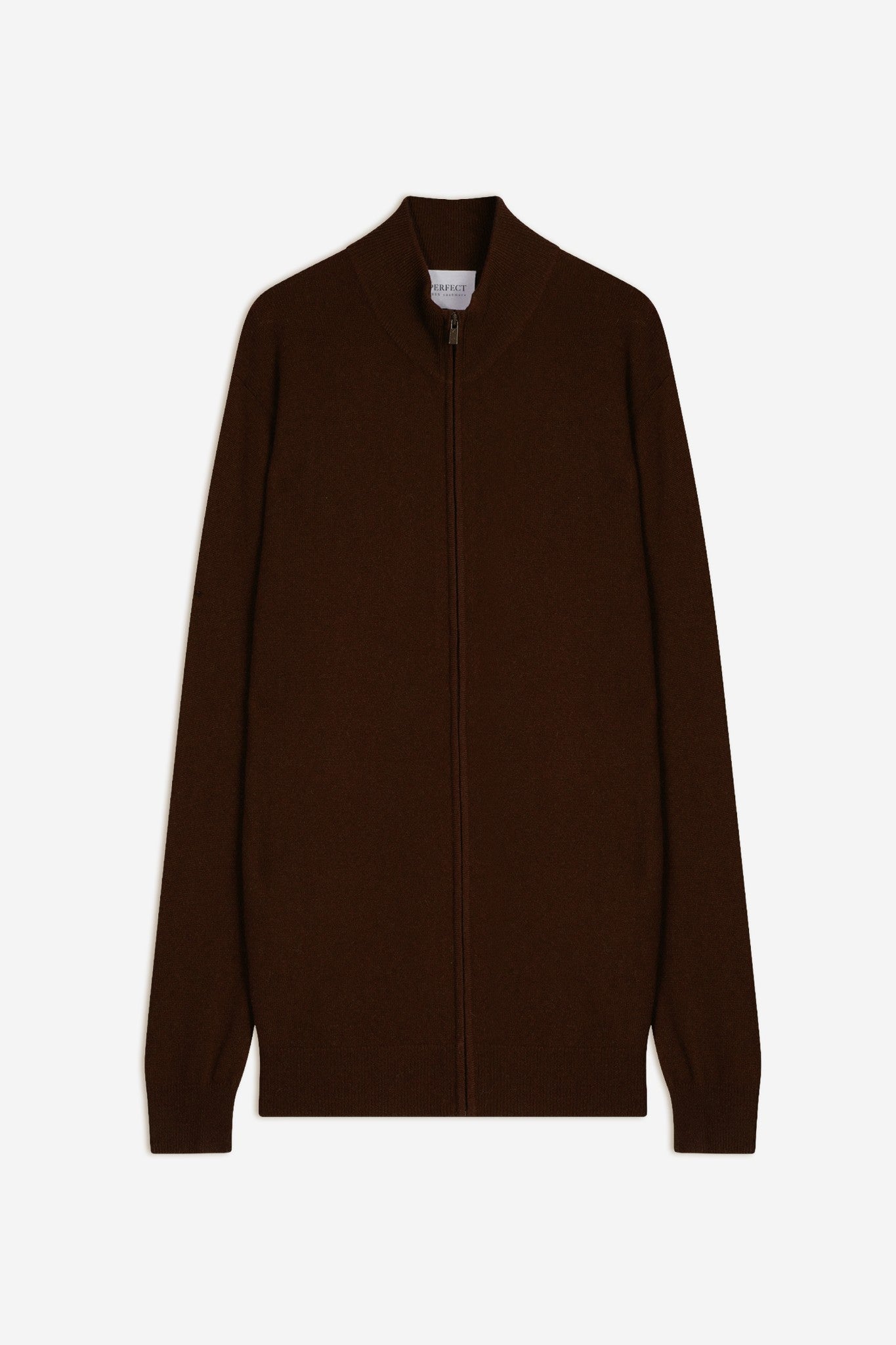 cody gilet zippé col montant café 100% cachemire