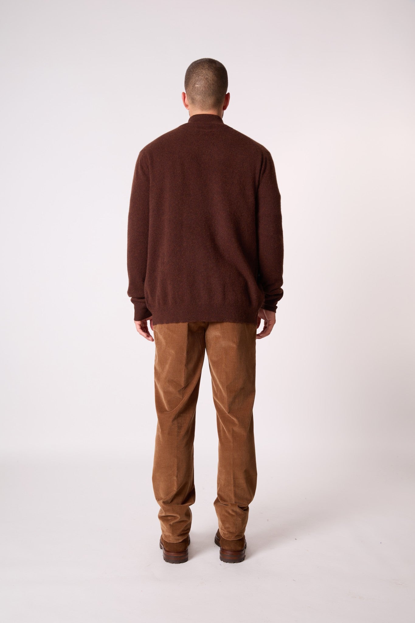 cody gilet zippé col montant café 100% cachemire