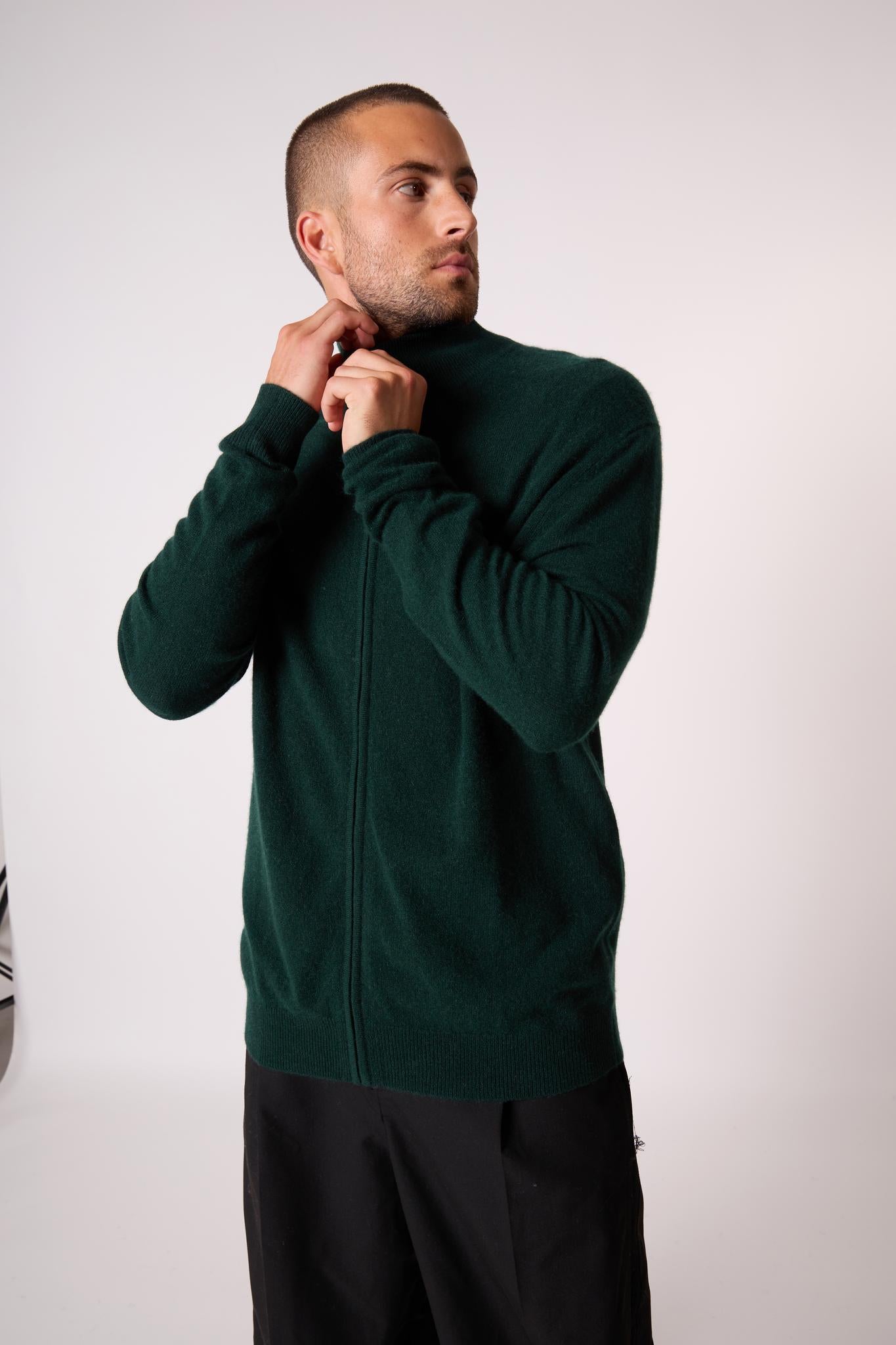 CODY gilet zippé col montant cyprès 100% cachemire