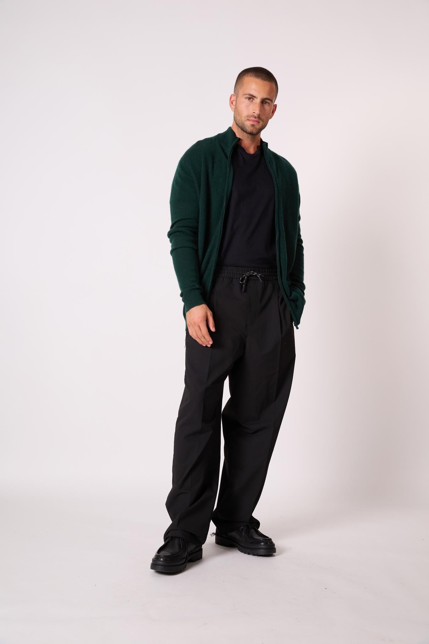CODY gilet zippé col montant cyprès 100% cachemire