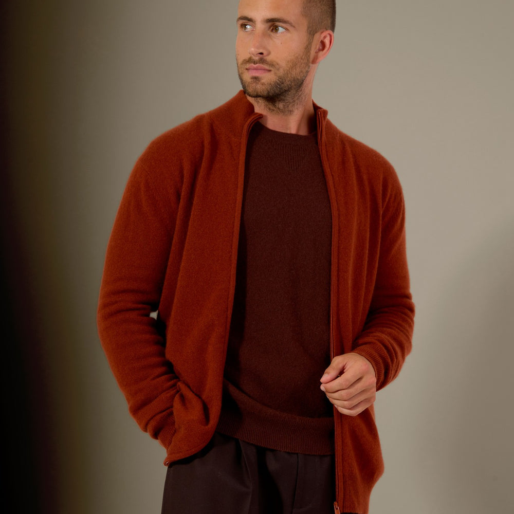 cody gilet zippé col montant écureuil 100% cachemire