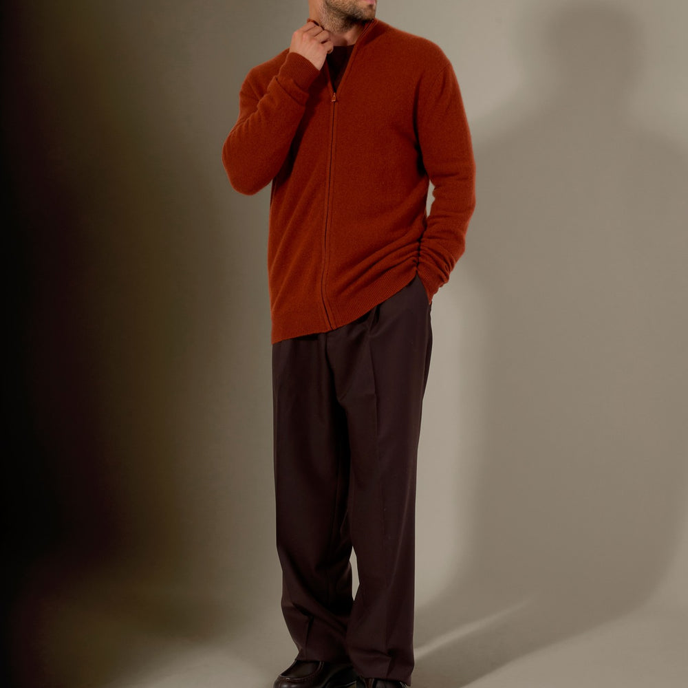 cody gilet zippé col montant écureuil 100% cachemire