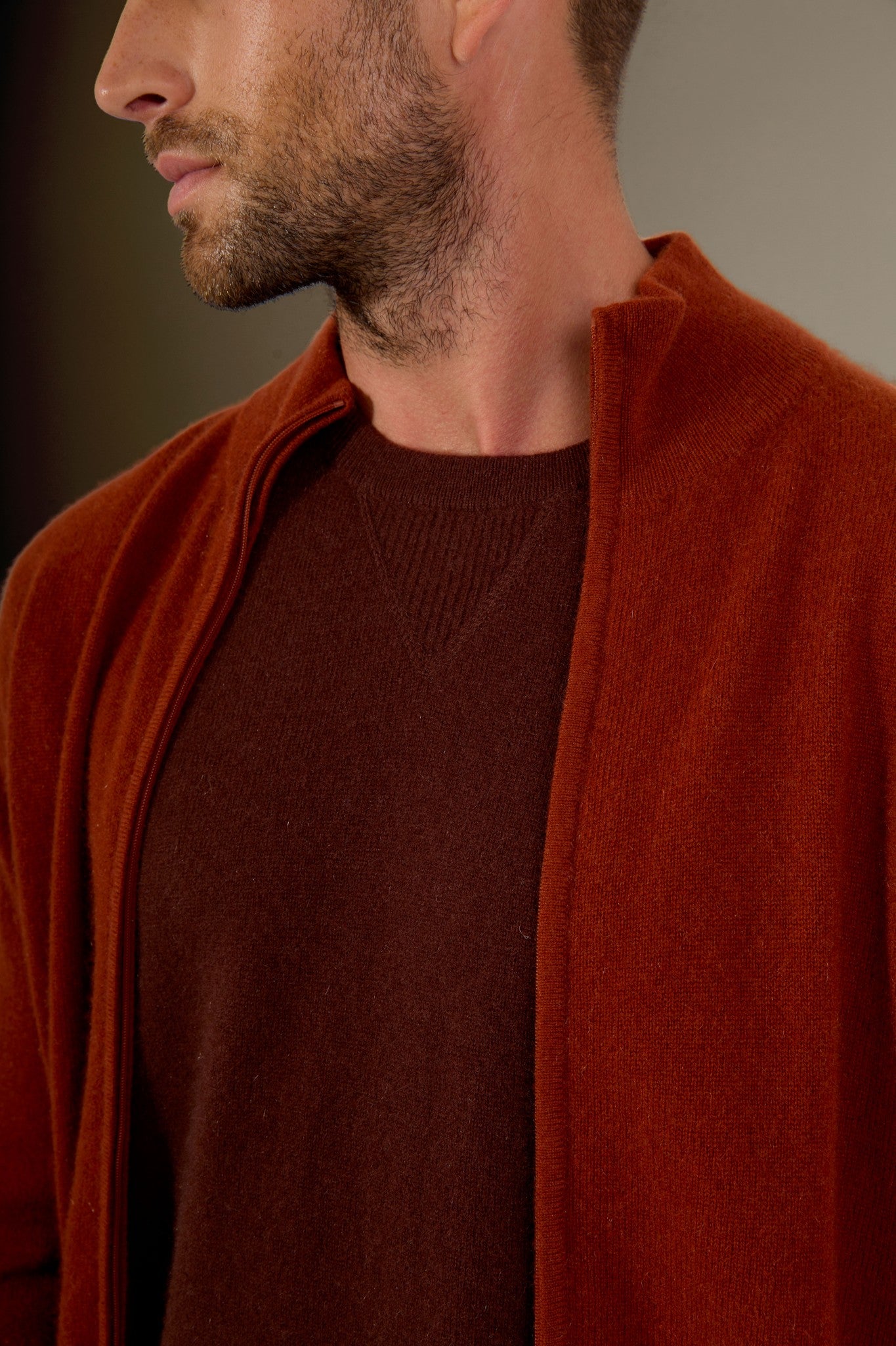 cody gilet zippé col montant écureuil 100% cachemire