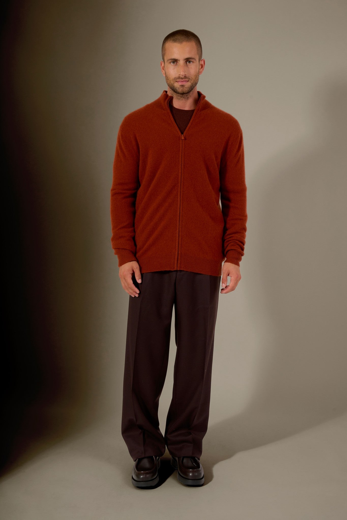 cody gilet zippé col montant écureuil 100% cachemire