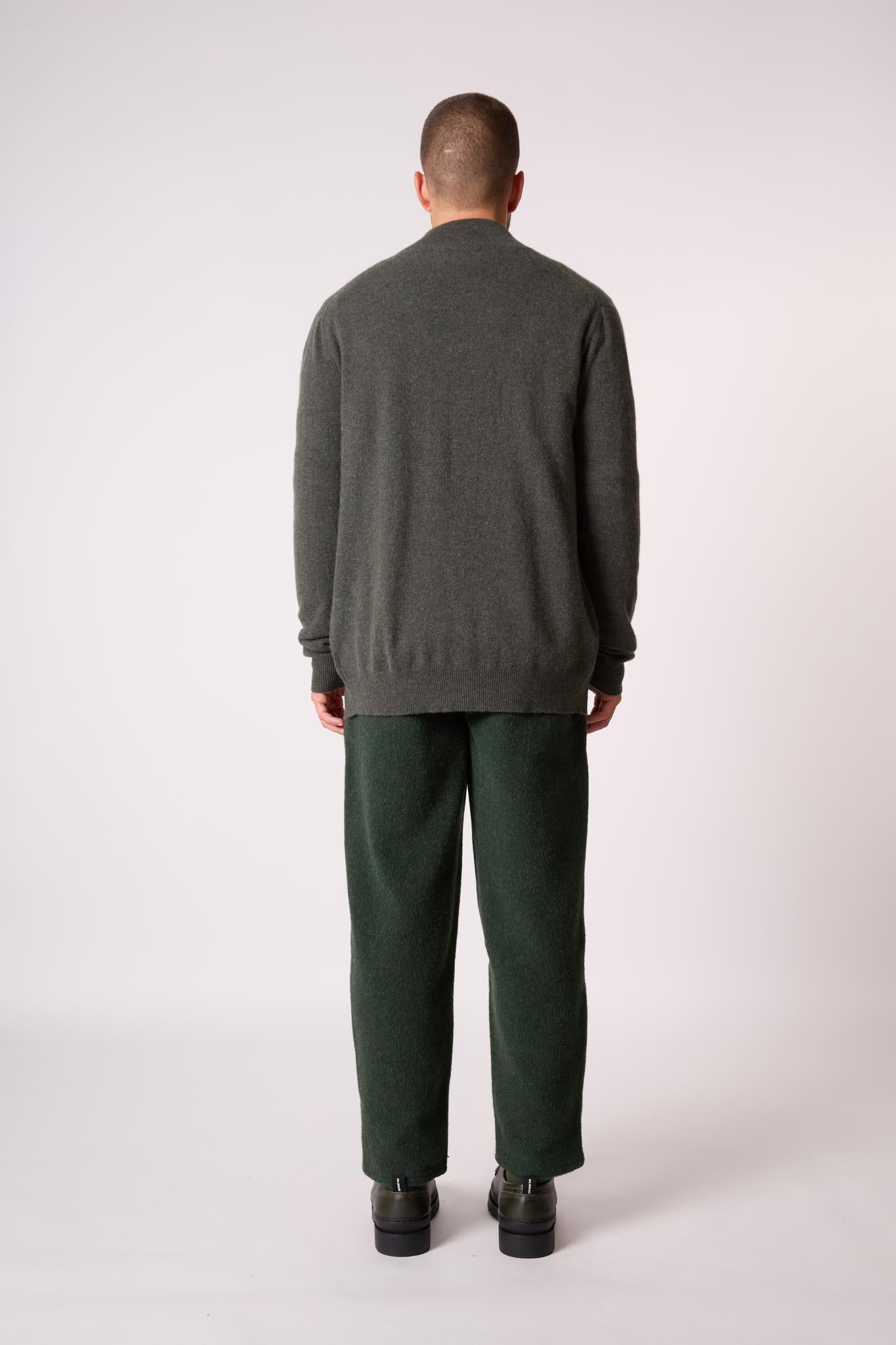 CODY gilet zippé col montant kaki chiné 100% cachemire