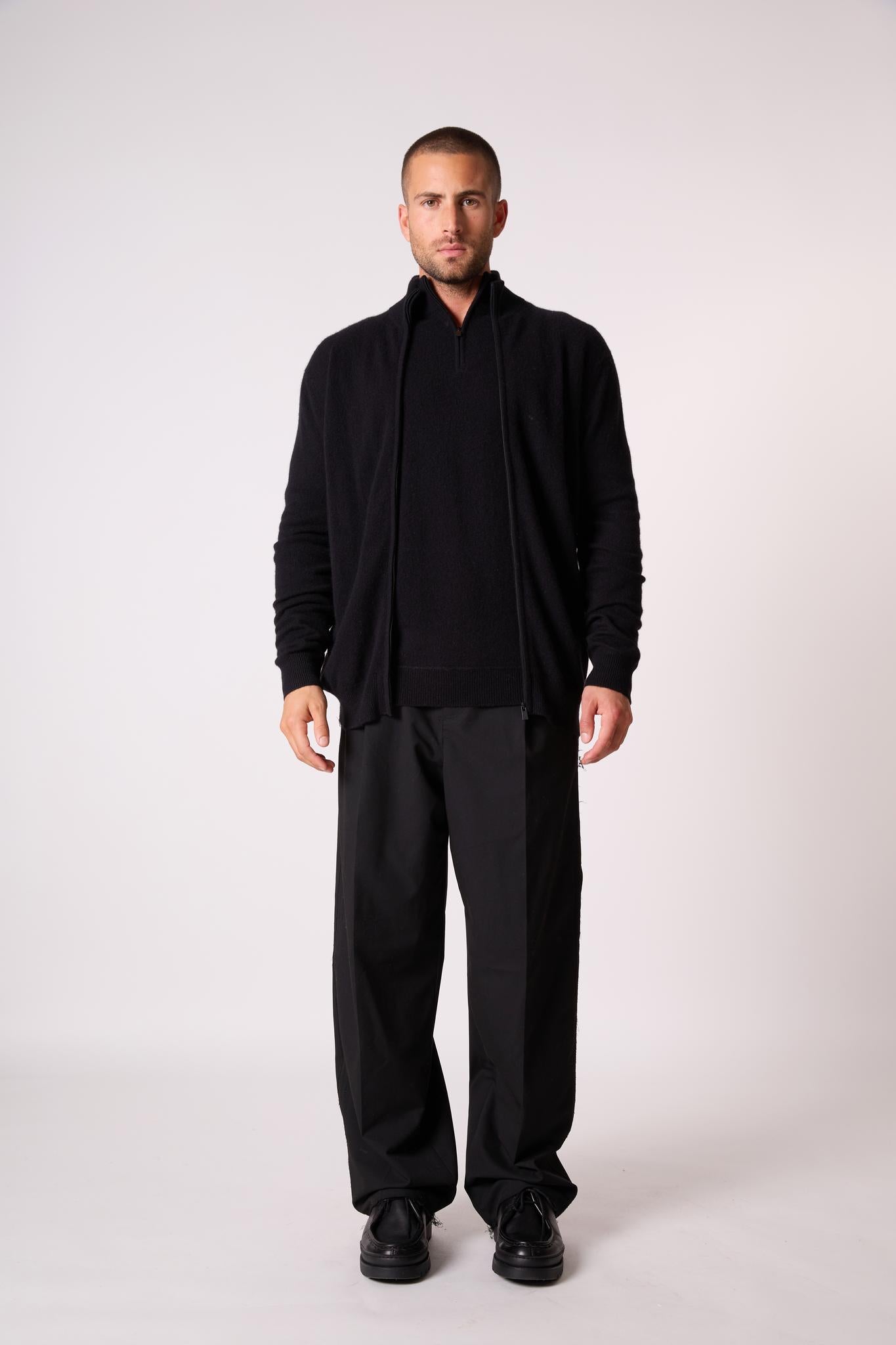 CODY gilet zippé col montant noir 100% cachemire
