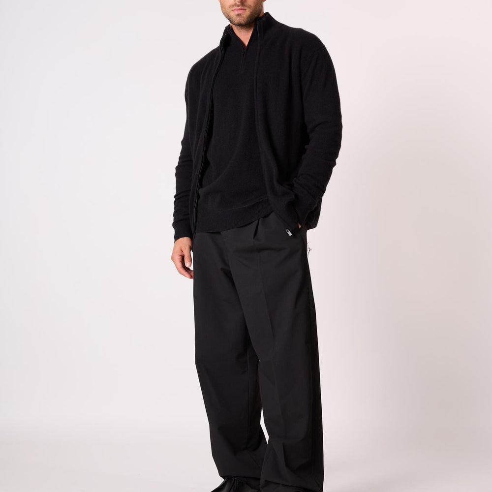 CODY gilet zippé col montant noir 100% cachemire