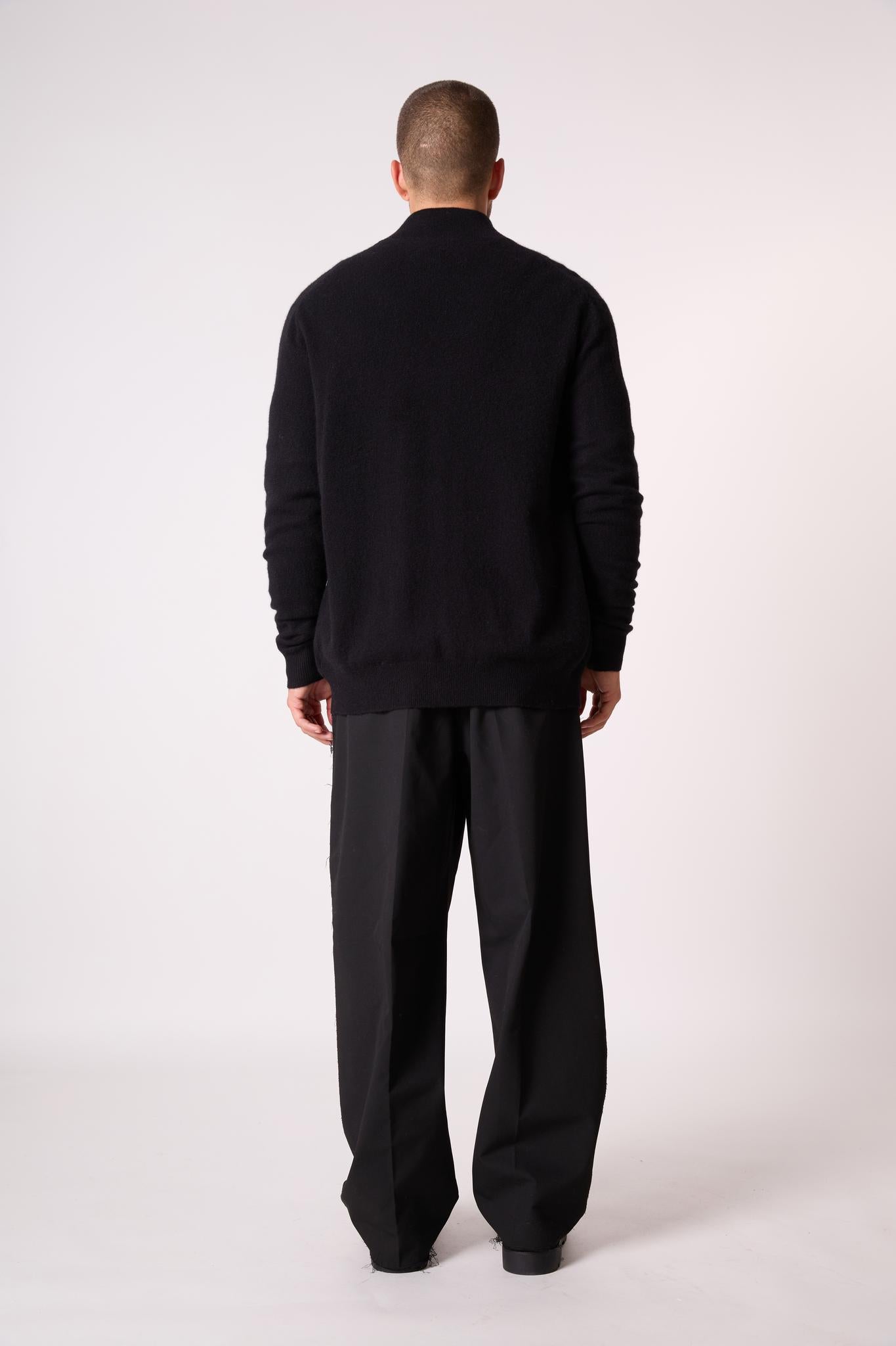 CODY gilet zippé col montant noir 100% cachemire