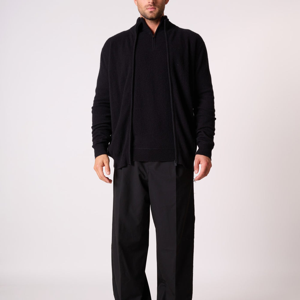 cody gilet zippé col montant noir 100% cachemire