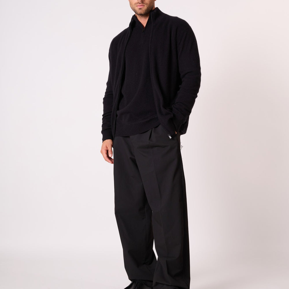 cody gilet zippé col montant noir 100% cachemire