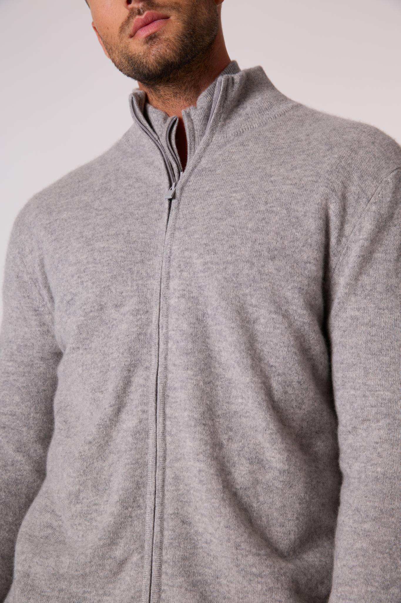 CODY gilet zippé col montant nuage chiné 100% cachemire