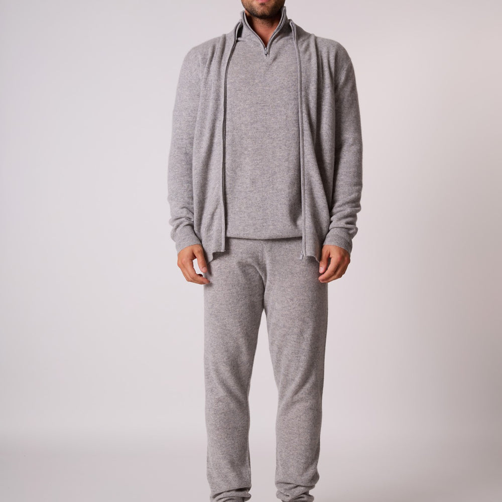 cody gilet zippé col montant nuage chiné 100% cachemire