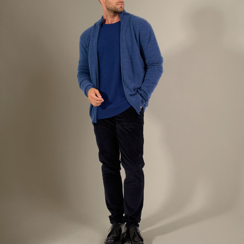 cody gilet zippé col montant ocean chiné 100% cachemire