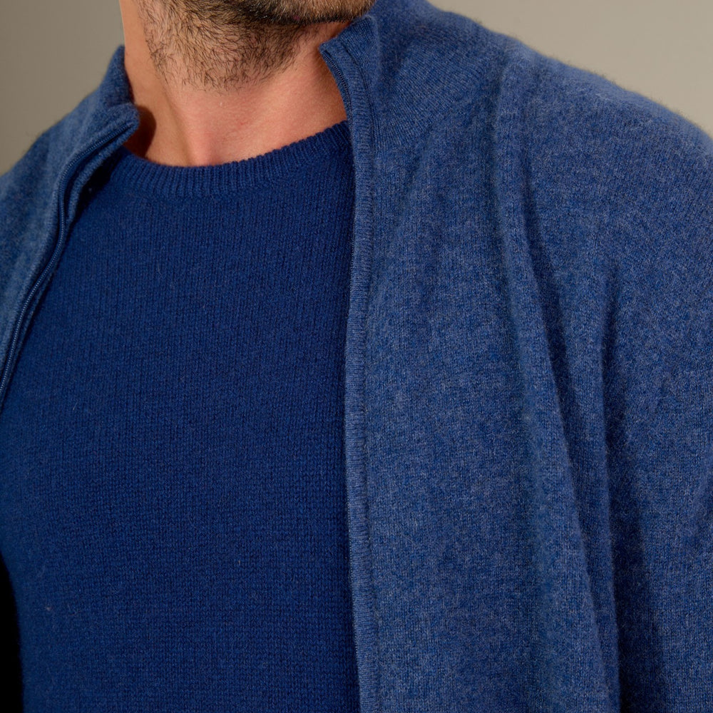 cody gilet zippé col montant ocean chiné 100% cachemire