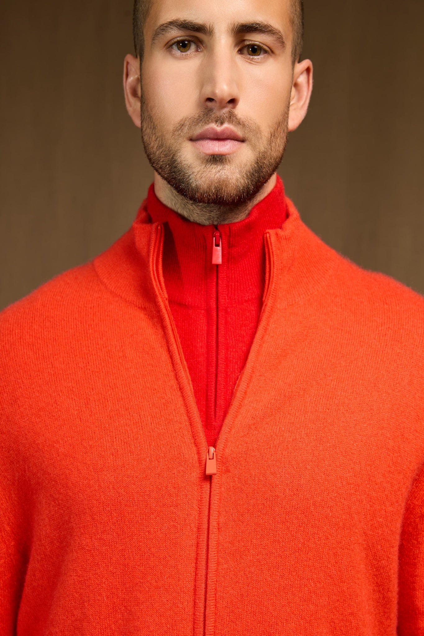 cody gilet zippé col montant orange 100% cachemire