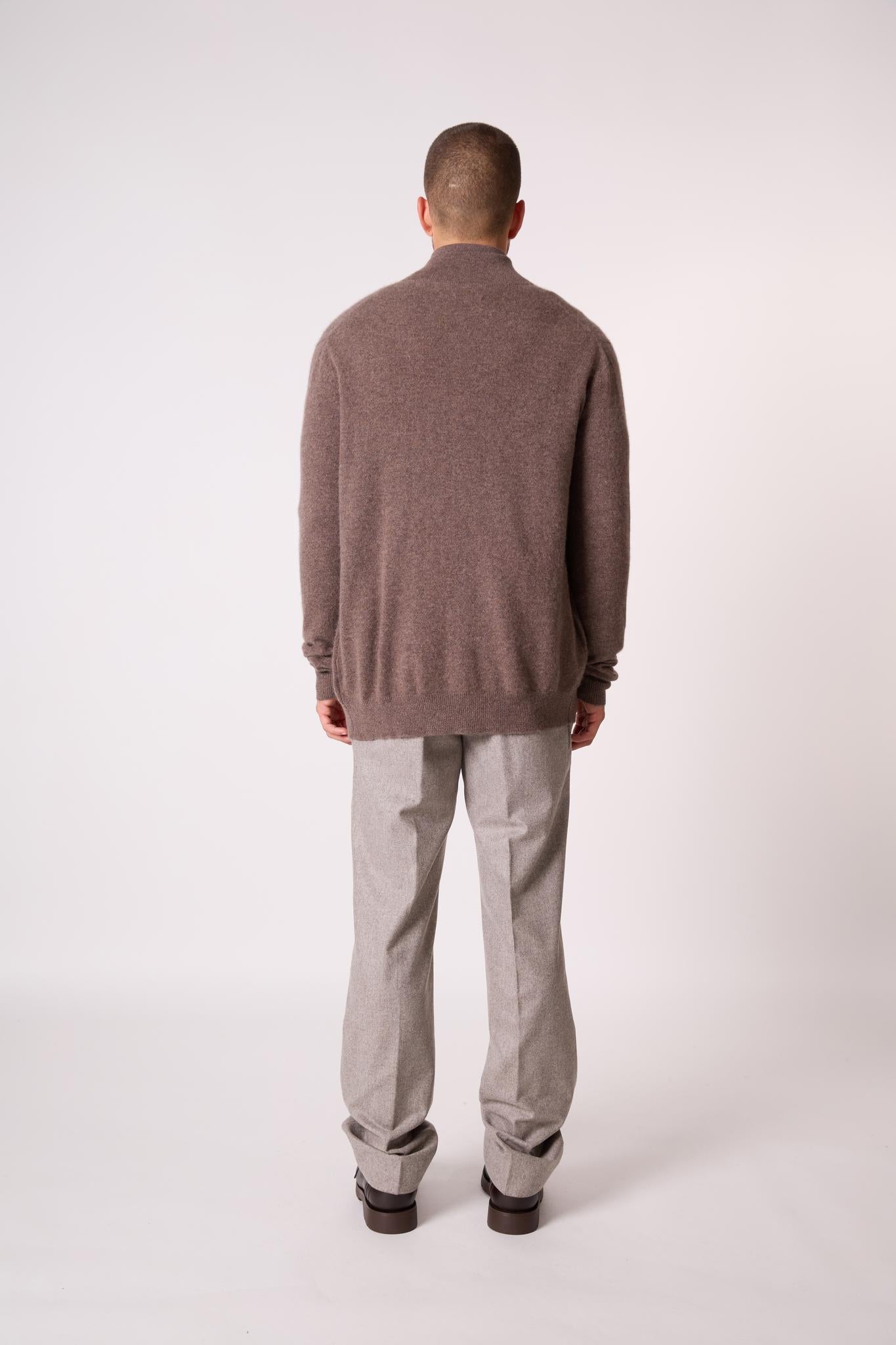 CODY gilet zippé col montant taupe chiné 100% cachemire