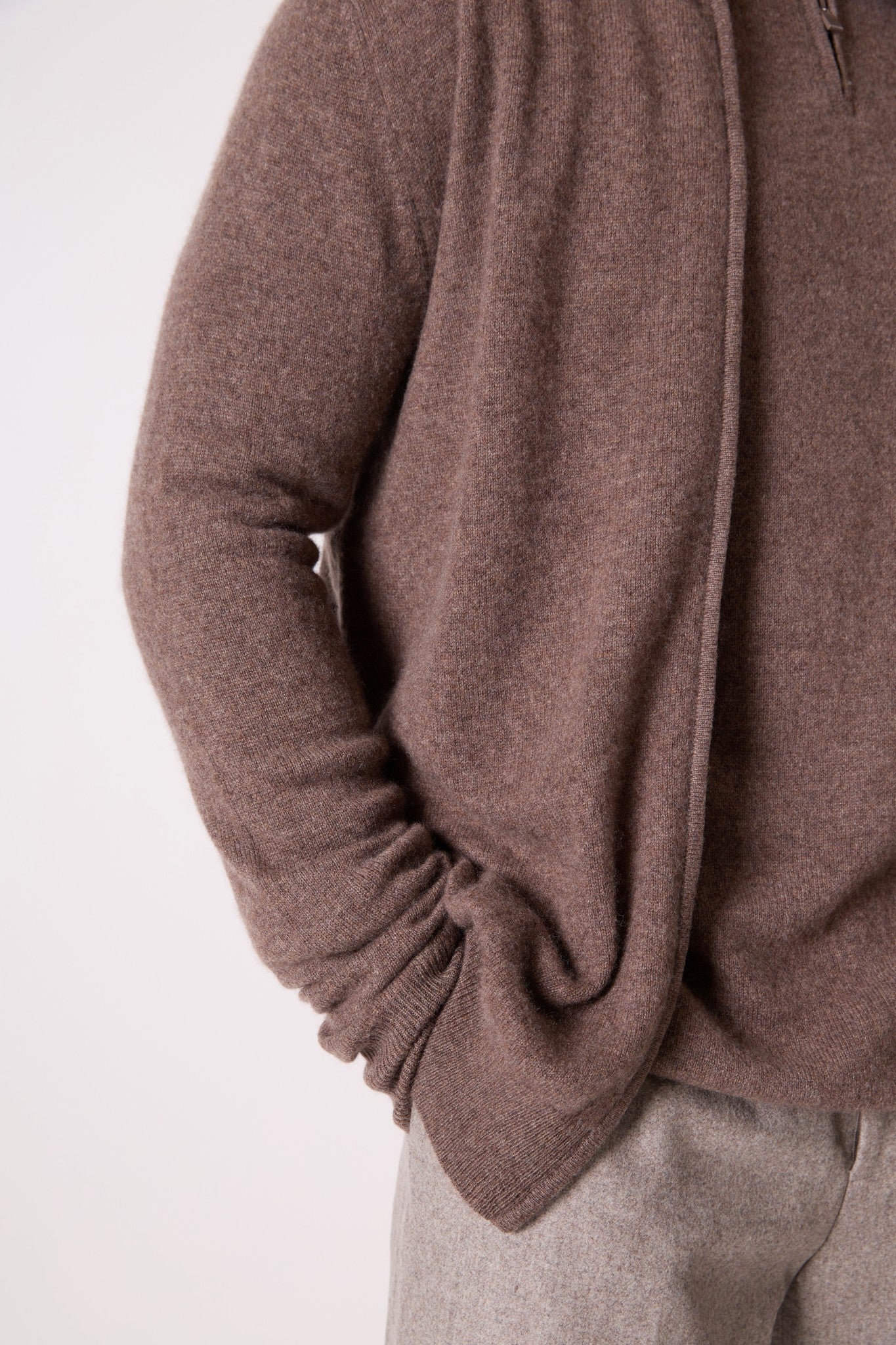 cody gilet zippé col montant taupe chiné 100% cachemire