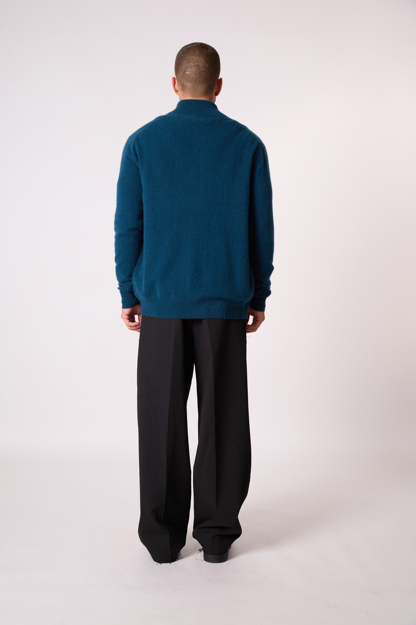 cody gilet zippé col montant vert canard 100% cachemire