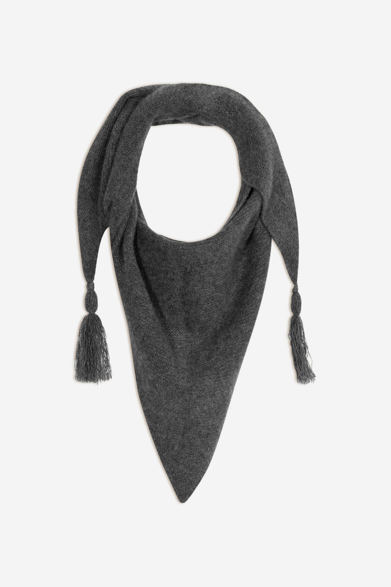 condeixa écharpe triangle avec franges 4 fils anthracite chiné 100% cachemire
