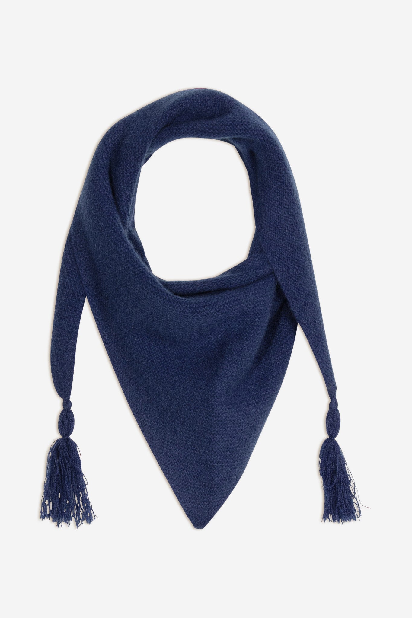 condeixa écharpe triangle avec franges 4 fils bleu nuit 100% cachemire