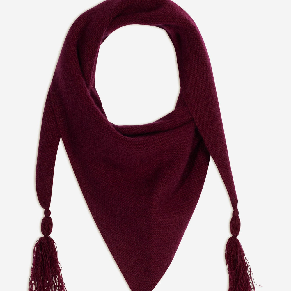 condeixa écharpe triangle avec franges 4 fils bordeaux 100% cachemire
