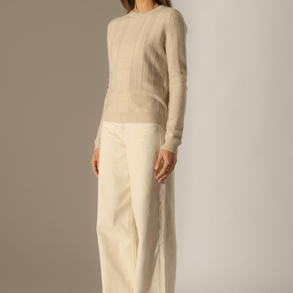 CORVA pull col rond 4 fils avoine 100% cachemire