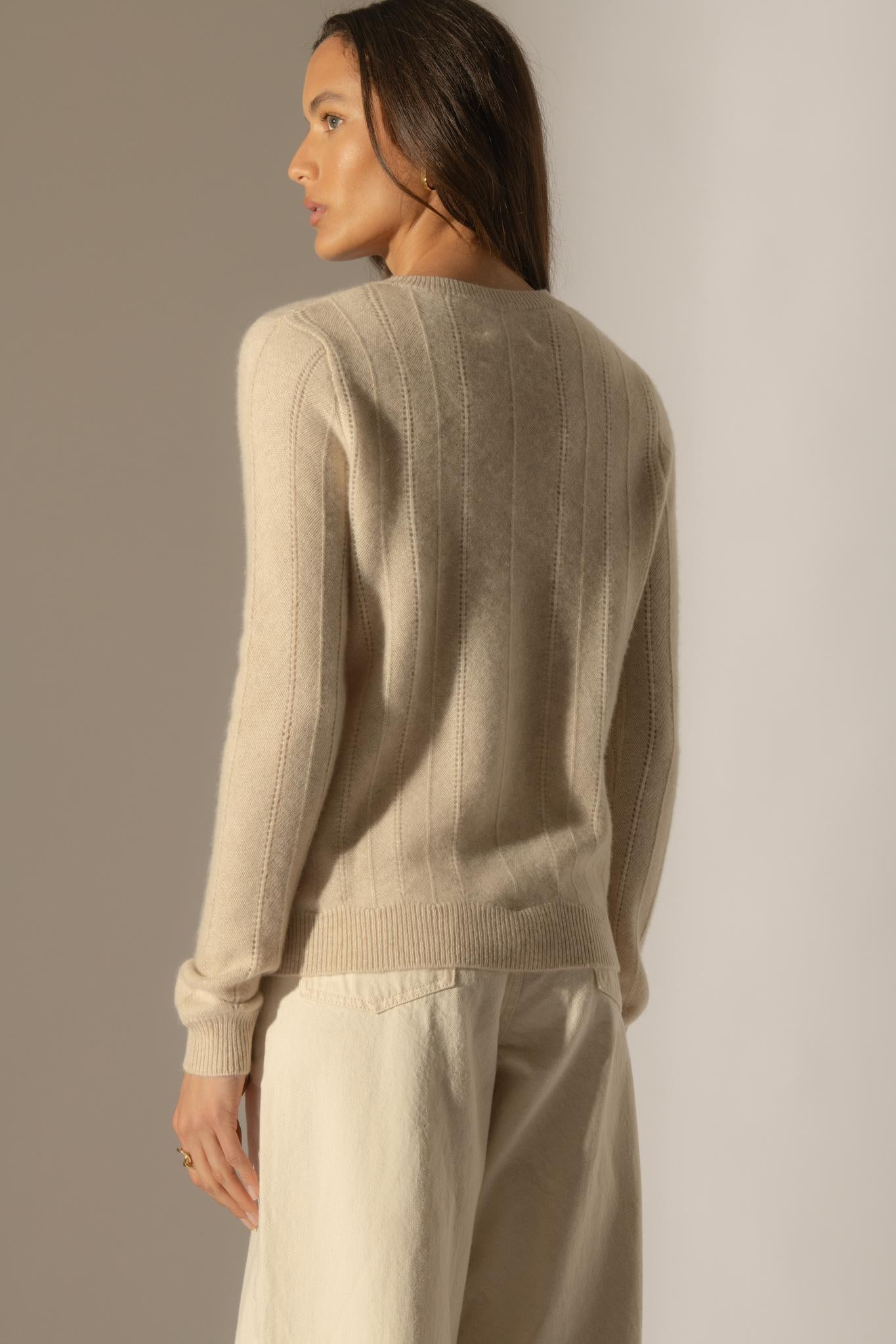 CORVA pull col rond 4 fils avoine 100% cachemire