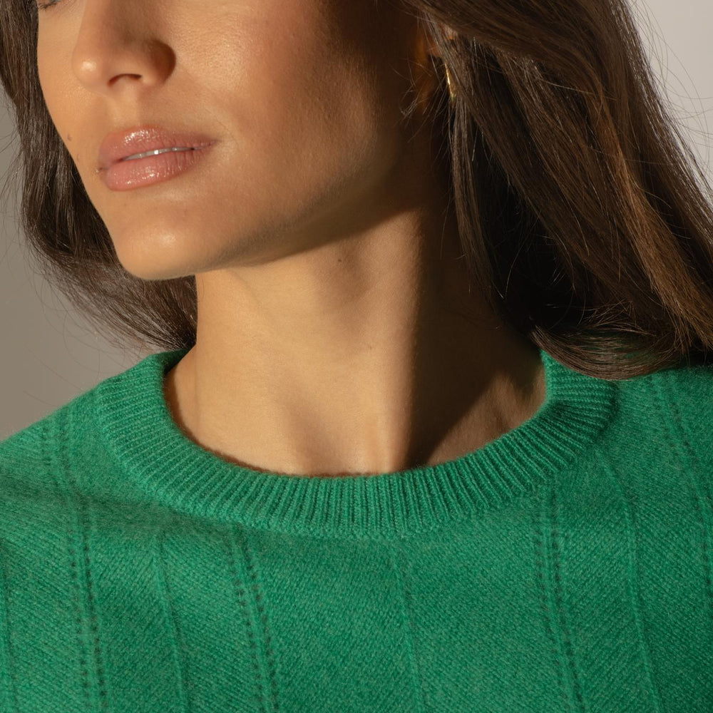 CORVA pull col rond 4 fils menthe 100% cachemire