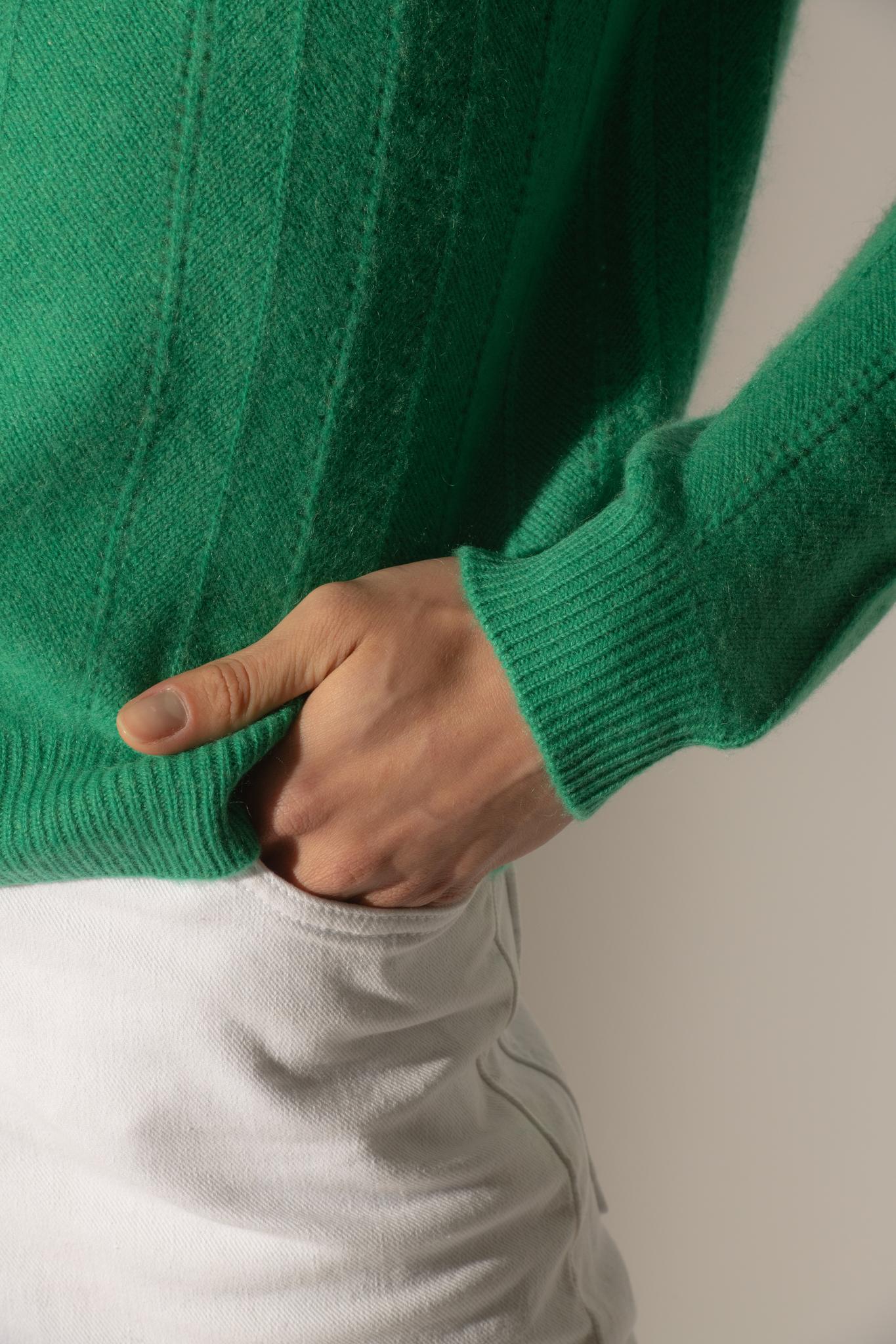 CORVA pull col rond 4 fils menthe 100% cachemire