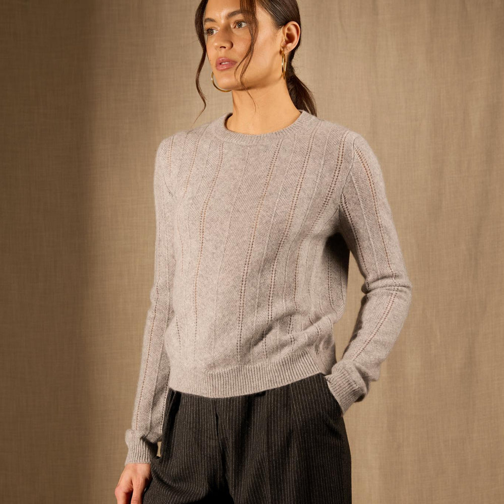 CORVA pull col rond 4 fils nuage chiné 100% cachemire