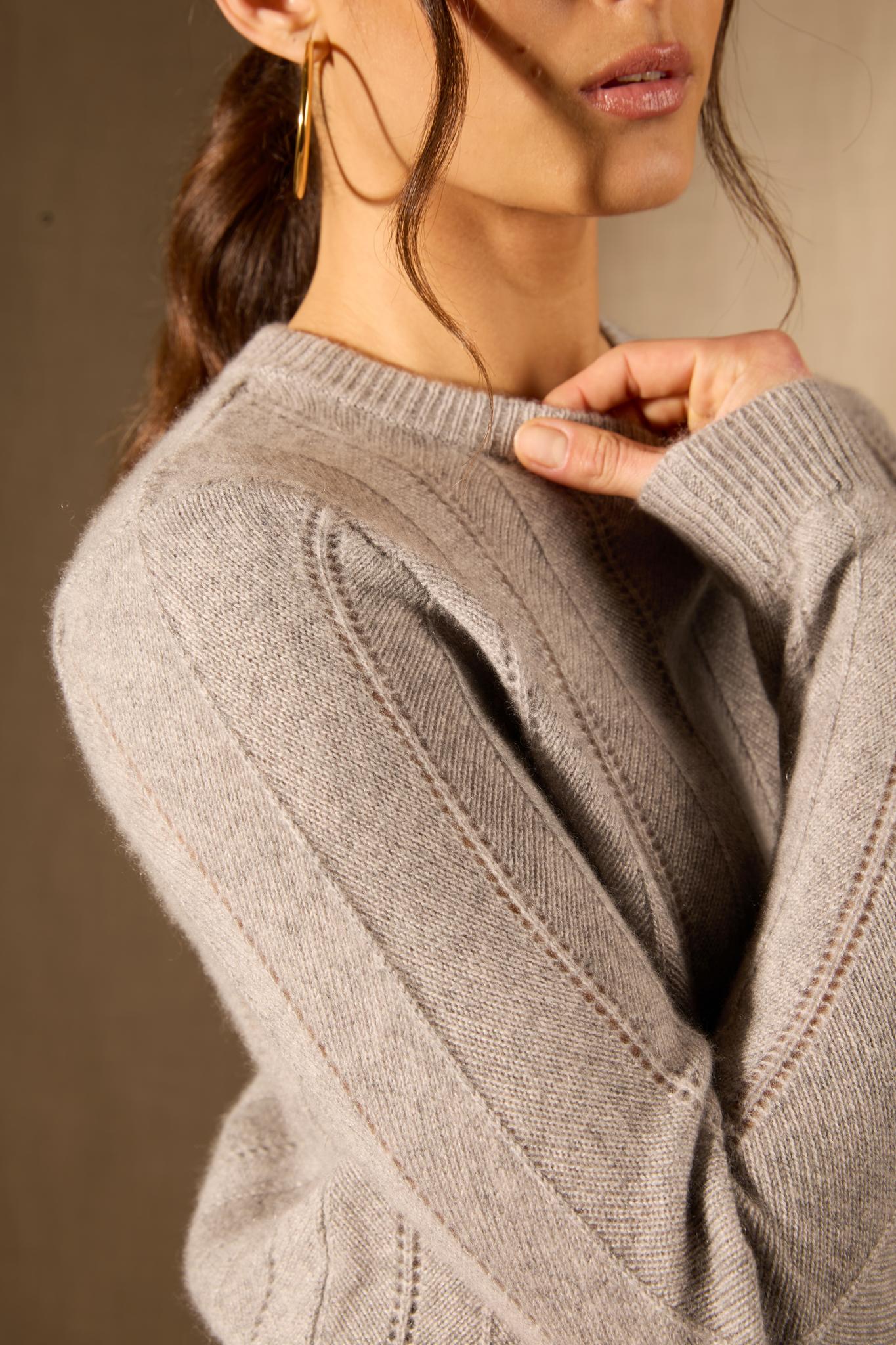 CORVA pull col rond 4 fils nuage chiné 100% cachemire