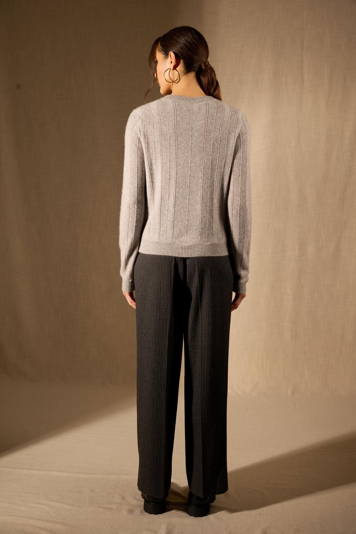CORVA pull col rond 4 fils nuage chiné 100% cachemire