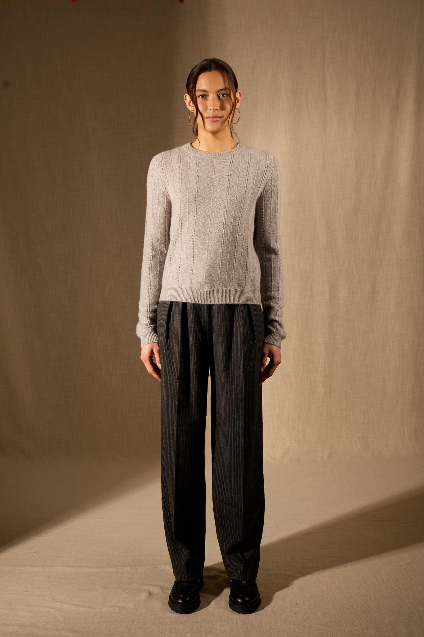 CORVA pull col rond 4 fils nuage chiné 100% cachemire
