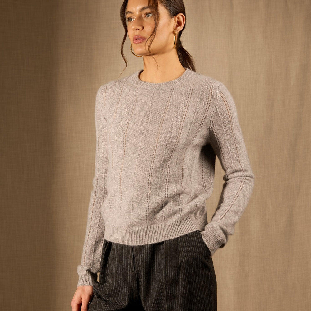 corva pull col rond 4 fils nuage chiné 100% cachemire