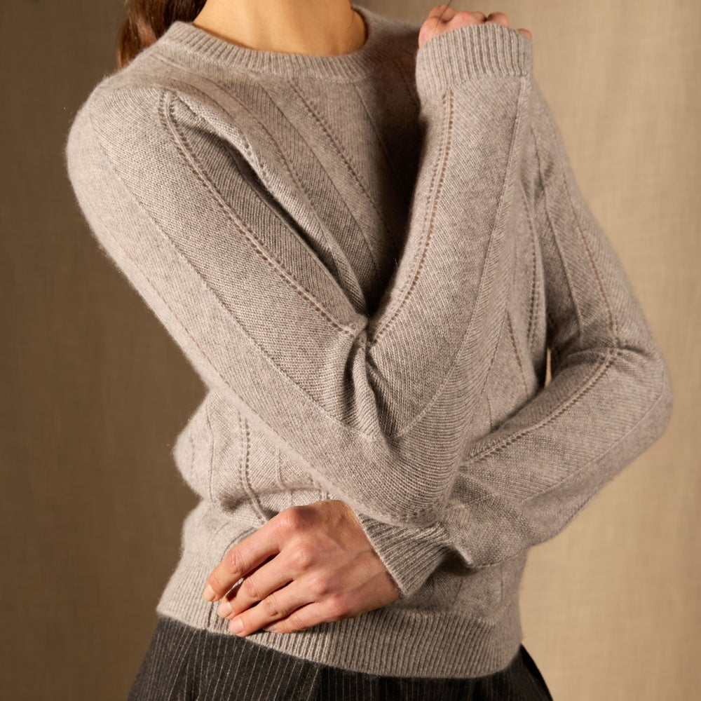 corva pull col rond 4 fils nuage chiné 100% cachemire