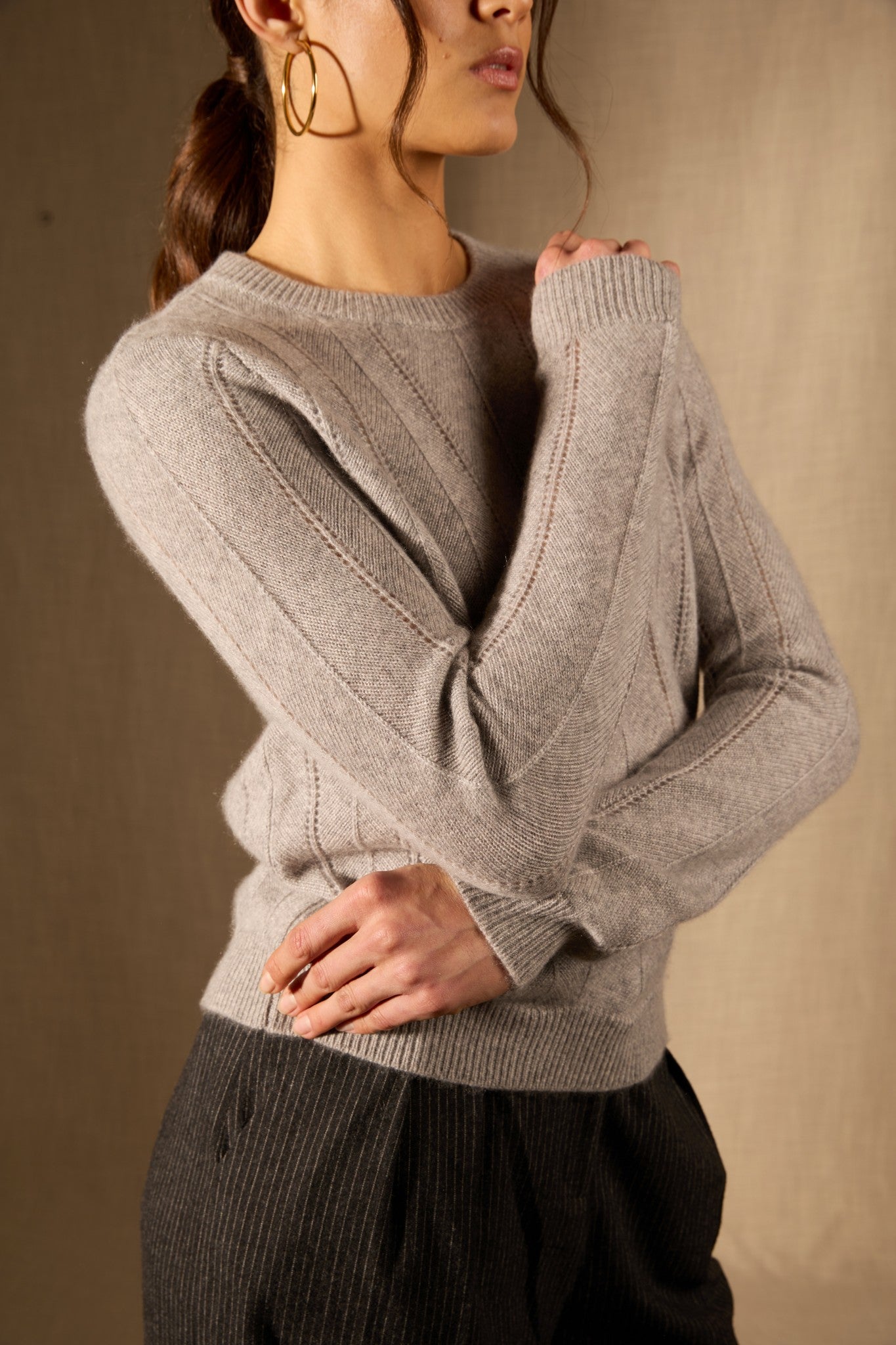 corva pull col rond 4 fils nuage chiné 100% cachemire