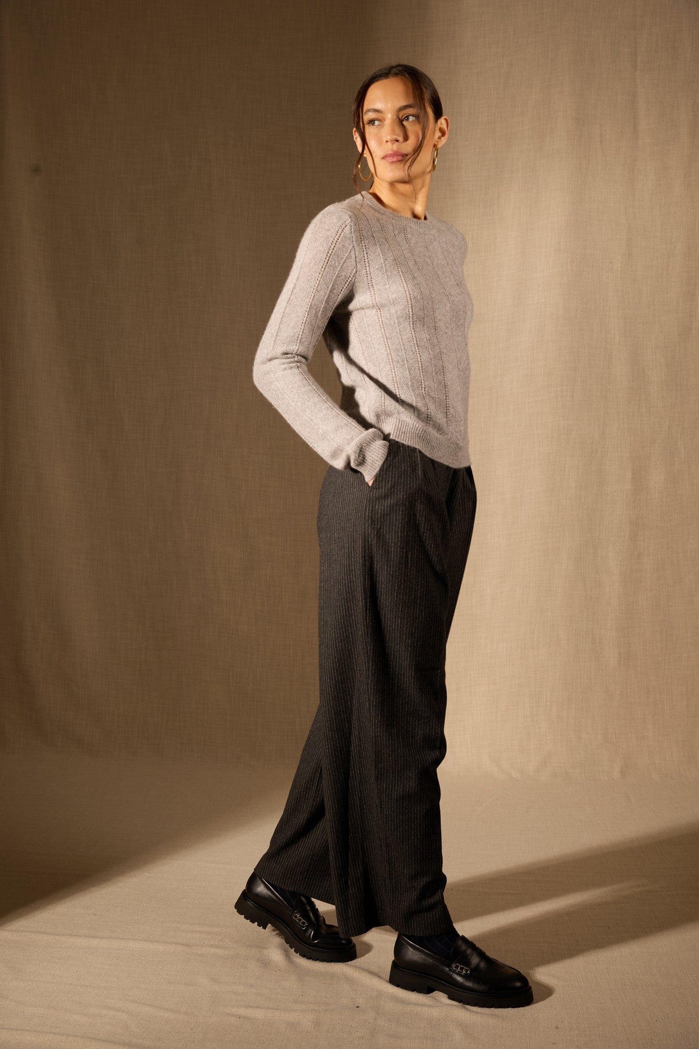 corva pull col rond 4 fils nuage chiné 100% cachemire