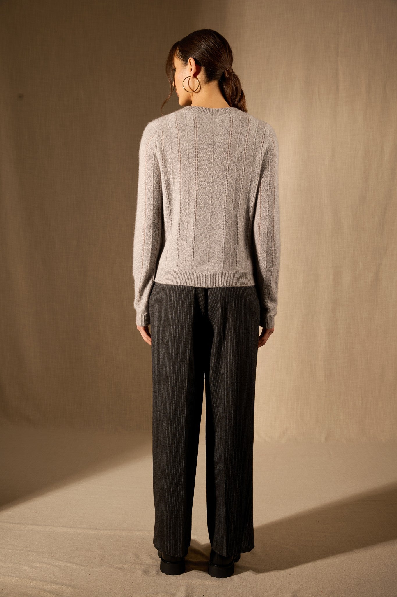 corva pull col rond 4 fils nuage chiné 100% cachemire