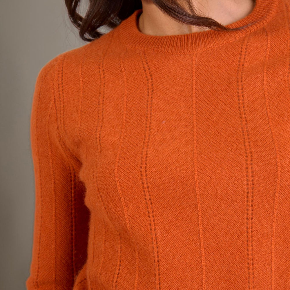 CORVA pull col rond 4 fils safran 100% cachemire