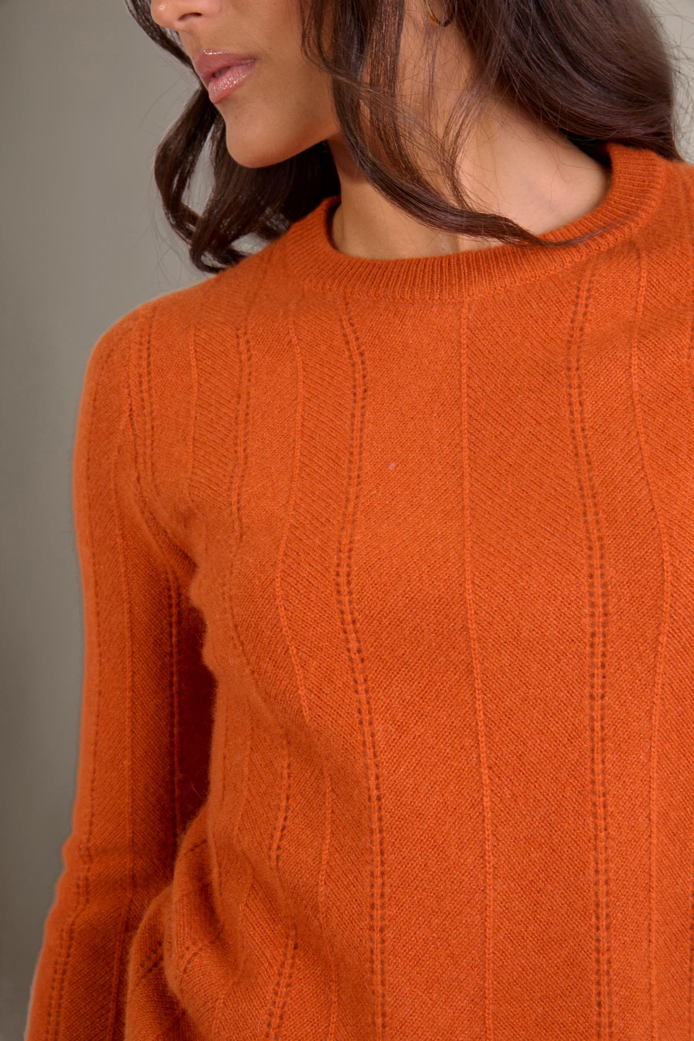 CORVA pull col rond 4 fils safran 100% cachemire
