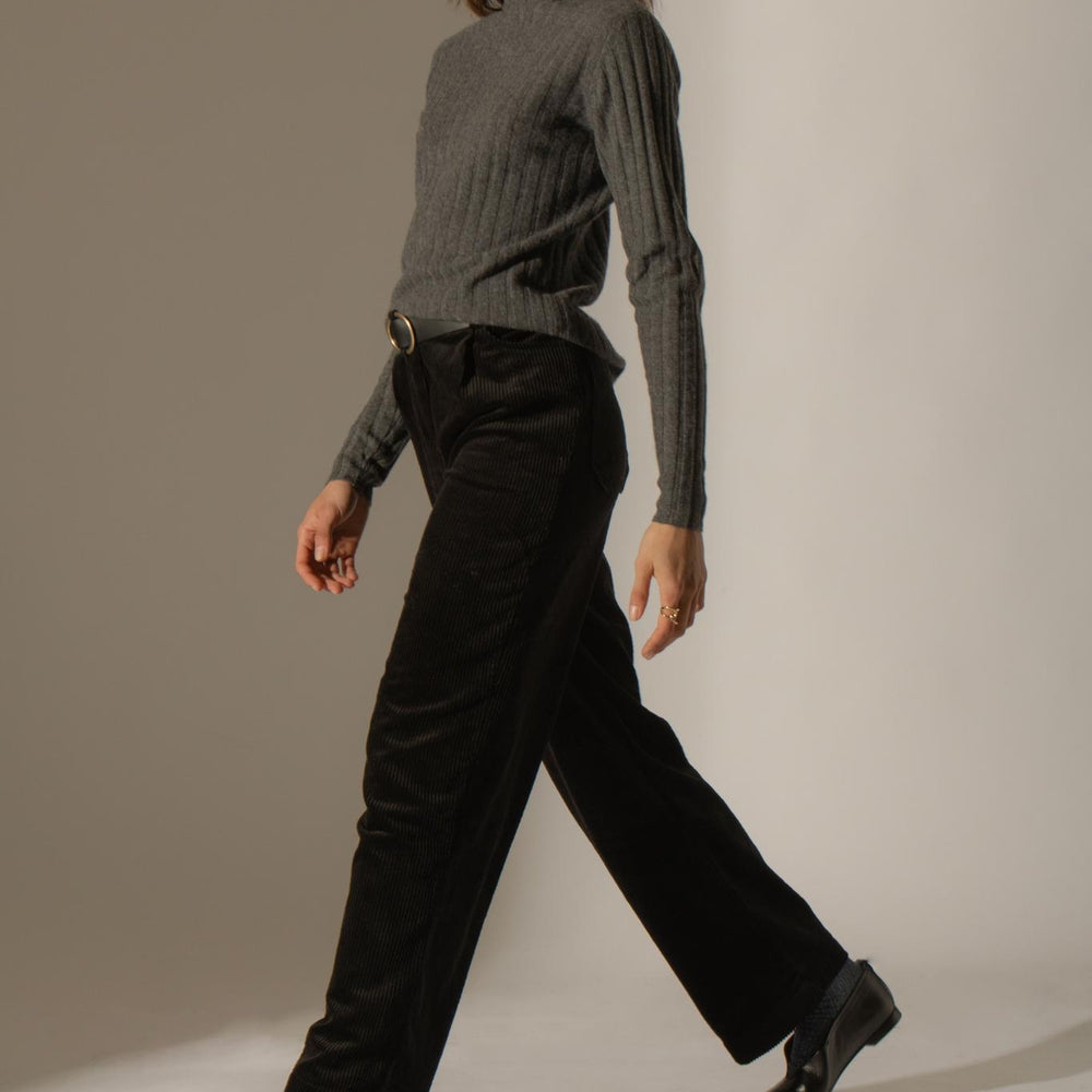 CRAIGTON pull col roulé anthracite chiné 100% cachemire